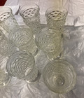 Vintage Set Of 12 Clear 12 Oz Cubed Textured Tumbler Drinking Glasses  - 6  Tall