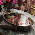 16  Vintage Hollywood Regency Ornate Solid Brass Floral Frame Oval Mirrored Tray