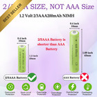 8 Pack 1 2v Ni-mh 2 3aaa 200mah Rechargeable Solar Light Batteries Shorter Aaa