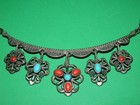 Turquoise Coral Southwestern 925 Sterling Silver Necklace 17  -  28 64 Grams