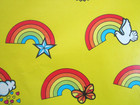 Vintage Rainbows Wrapping Paper Kids 1980s Bright Yellow 2 Sheets All Occasion