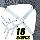 16 4pcs set Adjustable Bed Sheet Grippers Belt Fastener Bed Sheet Clips Mattress