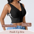 Deep V Lace Waist Trainer Bra Front Hook Push Up Mesh Cincher Shaper