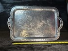 Vintage Rodney Kent 408  Hammered Aluminum Tulip Bouquet Tray 20  W handles