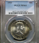 1956 Franklin Half Dollar Silver --- Pcgs Ms-64 Toned Graded Coin ---  928b