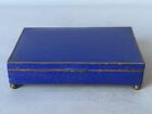 Vintage Chinese Blue Cloisonne  Brass Hinged 6  X 4 5  Box With Divided Interior
