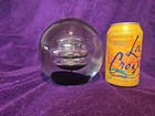 Hand Blown Large Art Glass Paperweigh Clear Swirl Controlled Bubbles Sphere Orb