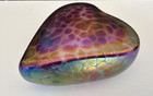 New World Stained Glass  nwsg  1993 Glass Heart Shimmer Paperweight