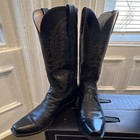 Lucchese Crayton 10d Black Mad Dog Goat Cowboy Boots Square Toe Boot Pair