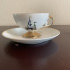Disneyland Disney Tinker Bell Teacup   Saucer Set White With Gold Trim