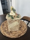Mid Century Antique Mccoy Cookie Jar Apples On Lid W Basket Design