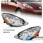 For 2006-2010 Toyota Sienna Headlights Headlamp Assembly Pair Chrome Amber