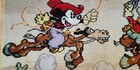 1930s Vintage Two Gun Mickey Mouse Wool Rug Disney Cowboy 27 x42  Disneyana Rare