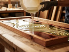 Live Edge Jatoba Coffee Table  Guapinol Brazilian Cherry Slab  Epoxy River Table