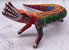 Vintage Crocodile Wood Carved Figure Mexican Folk Art Inocencio Melchor Signed