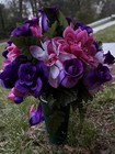 Cemetery Vase Memorial Silk Flower Arrangement Purle   Pink