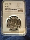 1957 Franklin Half Dollar Proof Ngc Pf 69 Pr69 Gem Coin 50c                        
