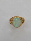 Antique 1930 s Chinese Export 22k Yellow Gold   Opal Ring  Size 5 5   2