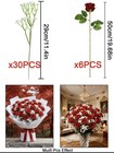 Artificial Red   White Rose And Baby s Breath Bouquet Arrangement  50cm