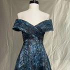 Blue Off Shoulder Bow Midi Cocktail Party Princess Dress