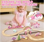 38 Pcs Wooden Train Set For Toddlers 2-4