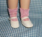 Vintage Doll Shoes 40 s-50 s Era Mary Janes White Faux Suede 2 3 8 X 1 1 8 