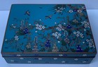 Antique Japanese Cloisonne Hinged Trinket Box Floral   Birds