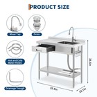 39  Stainless Steel Commercial Utility Sink With Workbench   Drawer For Kitchen