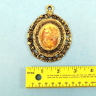 Vintage Gold Tone Filigree Cameo Courting Couple Romantic Scene Ornate Wall Art