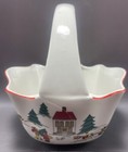 Vintage 1987 Jamestown China The Joy Of Christmas Ceramic Candy Basket