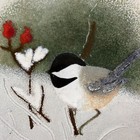 Norman Brumm Enamel On Copper 6  Plate Winter Snow Chickadee Bird Signed