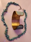 Handmade Turquoise   Copper Cuff   Necklace Set