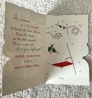 Unused Christmas Santa Elf Toy Bag Doll Vtg Greeting Card 1950s 1960s Sunshine