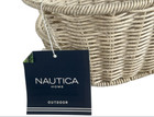 Nautica Woven Faux Wicker Off White Indoor Outdoor Basket Oval 15  Long Resin