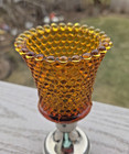 2 Homco Home Interiors Hobnail Light Amber Peg Votive Candle Holders W grommets