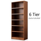 6-shelf Wood Bookcase Storage Shelving Book Wide Bookshelf Storage 71   Tall