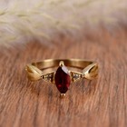 Art Deco Marquise Cut Garnet Yellow Gold Plated Silver Vintage Engagement Ring