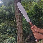 Custom Handmade Carbon Steel Blade Long Handed Machete Sword   Hunting Sword