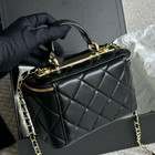 Chanel Shiny Gold Label Check-patterned Sheepskin Clutch Bag Crossbody Bag Black