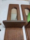 Vtg Pair Of Rustic Solid Oak Wood Mirror Wall Shelves Sconces Candle Holder 18 