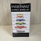 10-piece Glass Bowl Set Farberware Snap Lids Nested Stackable Brand New