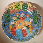 Vintage Turkish Kutahya Plate Bowl Figural Wall Art Pottery Dining Meal 12 