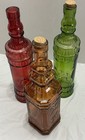 Vintage Set Of 3 Colorful Decorative Embossed Glass Bottles Bud Vase Decor
