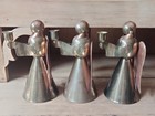 3 Vintage Mcm Mid Century Modern Copper Brass Angel Candle Holder Christmas  3