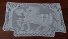 Vintage Filet Crochet Lace Doily Horses Trees Table Runner Horse Cotton
