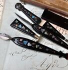 Antique French Desk Or Writer s Set  6pc  Seal  Ruler  Etc C  1800  Pique Inlay