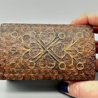 Vintage Polish Pyrography Wood Carved Heart Trinket Jewelry Box