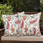  Pack Of 2 Outdoor Waterproof Throw Pillow Covers 18 X 18 Paisley Red Beige