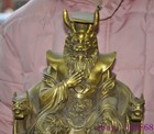 11 8 chinese Mythic Legend Bronze Gilt Fengshui Wealth Mammon Dragon King Statue