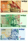 Portugal Escudos Unc Set 500-1000-2000-5000-10000 Banknotes Paper Money